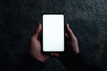 Vibrant Color Image of Hand Holding and Touch on Black Smartphone