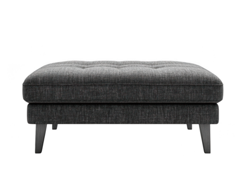 Dark gray upholstered ottoman isolated on transparent background - Powered by Adobe