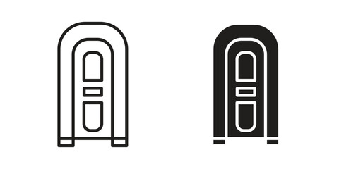Jukebox icon. Flat and stroke versions. Graphic elements.