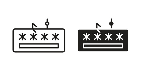 Password phishing icon. Flat and stroke versions. Graphic elements.