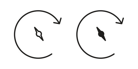 Past icon. Flat and stroke versions. Graphic elements.
