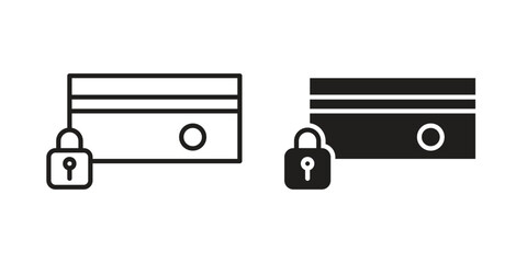 Payment security icon. Flat and stroke versions. Graphic elements.