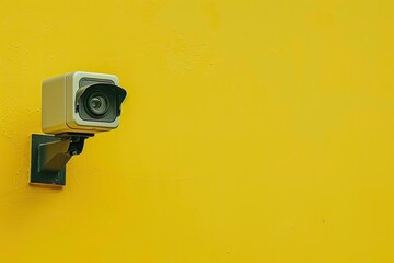 Vibrant Picture of Camera Line on Yellow Background