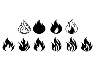 Vector fire flame design collection graphic elements hot burn bonfire icon