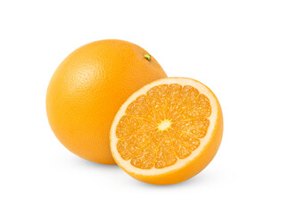 Fresh orange fruit and a half isolated. Orange fruit slice.