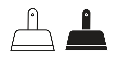 Putty knife icon. Flat and stroke versions. Graphic elements.