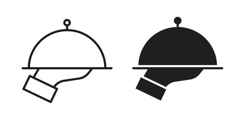 Fototapeta premium Restaurant Tray icon. Flat and stroke versions. Graphic elements.
