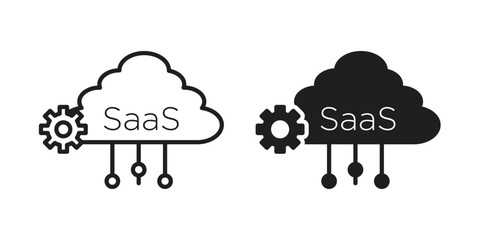 SaaS icon. Flat and stroke versions. Graphic elements.
