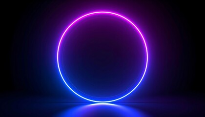 Obraz premium Glowing neon circle in dark space.