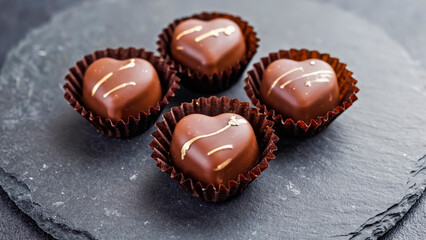World Chocolate Day celebration. Assorted chocolate treats on a dark background. Sweetness, indulgence, and dessert temptation.