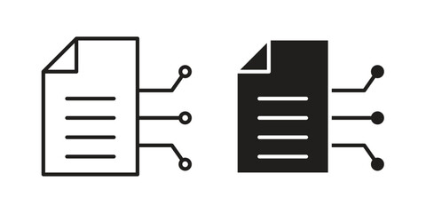 Smart contract icon. Flat and stroke versions. Graphic elements.