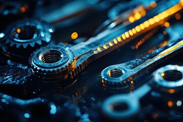 Detailed Picture of Mechanical Tools with Copyspace