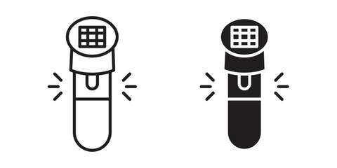 Solar Garden Light lamp icon. Flat and stroke versions. Graphic elements.