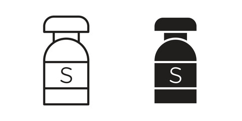 Solvent icon. Flat and stroke versions. Graphic elements.
