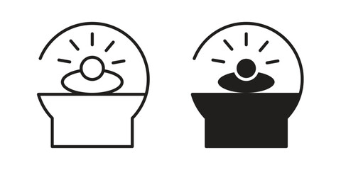 Solarium icon. Flat and stroke versions. Graphic elements.