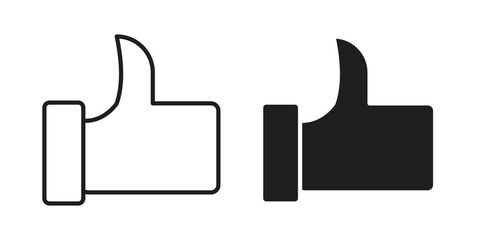 Obraz premium Thumb up icon. Flat and stroke versions. Graphic elements.