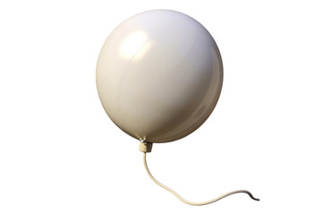 A single white balloon with a long string isolated on transparent background