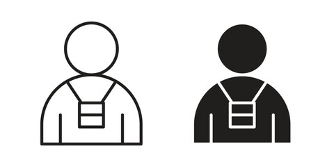 Tourist Guide icon. Flat and stroke versions. Graphic elements.