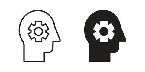 Understand icon. Flat and stroke versions. Graphic elements.