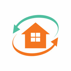 Real Estate House Arrow Vector Icon.