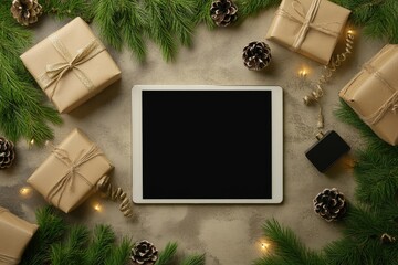 High Definition View of Top View Tablet and Decoration
