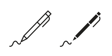 Write icon. Flat and stroke versions. Graphic elements.