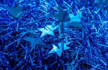 blue glisten decorations stars isolated on white for Independence Day or celebrate July 4th.