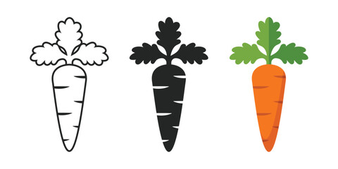 Carrot vegetable icon set collection in flat style. Healthy food vector illustration on isolated background. Natural meal sign business concept.