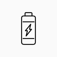 Battery icon with lightning bolt sign. Battery charging icon with lightning bolt symbol vector template
