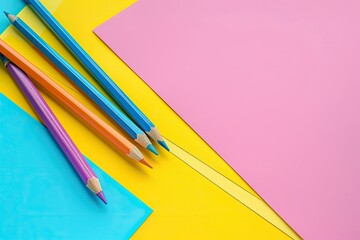 Ultra Quality Image of Set of Pencils and Colorful Papers