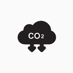 cloud co2 reduction vector icon