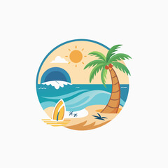 tropical beach and surf themed vector set 