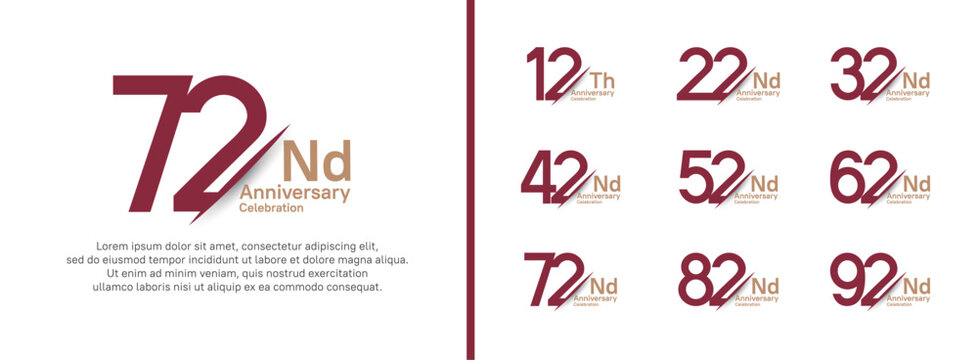 set of anniversary logo style with slash. vector design brown color for celebration - Powered by Adobe
