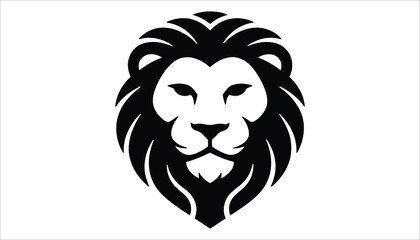 Lion Head Logo Design. Modern Monochrome Vector Illustration.