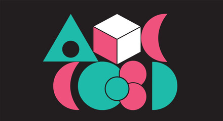 Abstract Geometric Shapes and Forms Composing a Unique Visual Arrangement