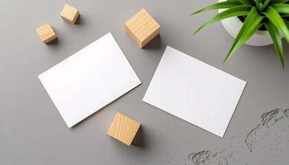 Minimalist desk layout blank cards