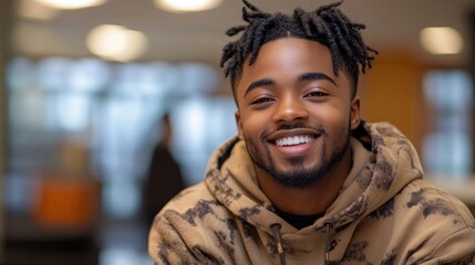Smiling young man with dreadlocks