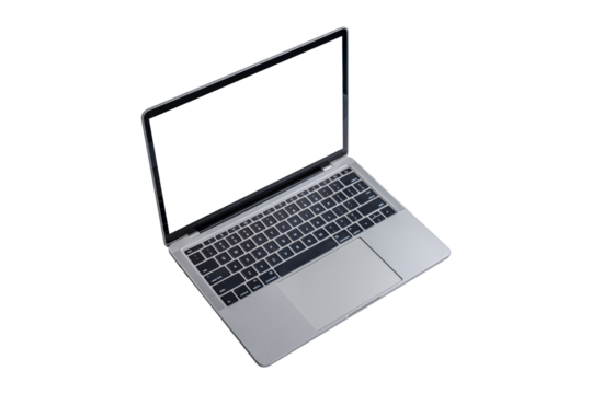 Laptop computer isolated on transparent background.