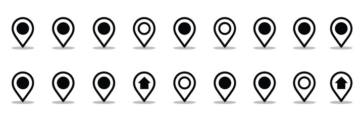 Location marker and map pin icon set vector 