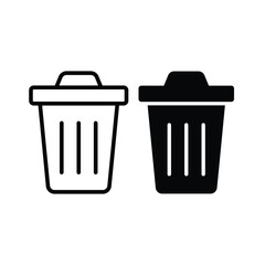 Delete icon vector design. Trash can symbol and glyph design on a white background