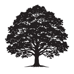 Silhouette of a majestic oak tree vector