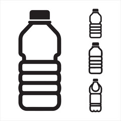 Set of simple outline icons representing plastic beverage containers