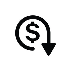 Dollar down vector illustration on white background