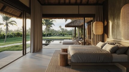 Tranquil bedroom with expansive tropical views.