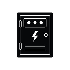 Electric cabinet black vector icon and symbol design on a white background