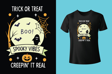 halloween t-shirt vector illustration retro style vintage template design for adults male and female, spooky night