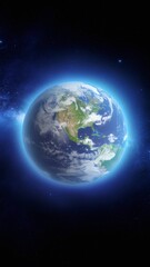 Fototapeta premium Earth Hologram Rotating in Dark Space