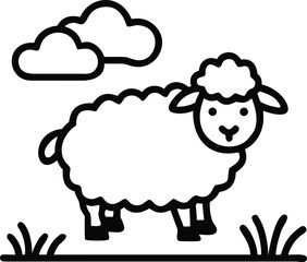 Obraz premium Happy Little Sheep Playing Under the Bright Blue Sky