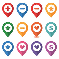 Mapping location marker icon vector set for UI elements

