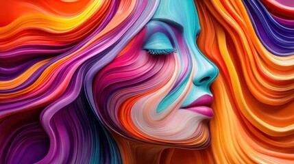 Colorful abstract woman's face